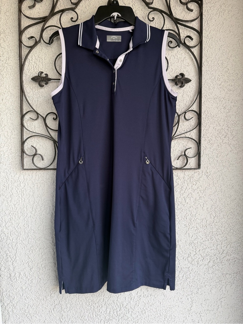Callaway Sleeveless Navy Polo with White Trim Golf Dress - Picture 4 of 7